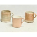 3 early Victorian creamware tankard mugs. 11x14x11cm