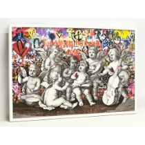 A large ‘Naught Cherubs’ graffiti art print. 94x64cm