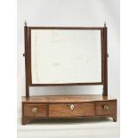 A late 19th century George III style inlaid mahogany tabletop dressing mirror with 3 drawers.