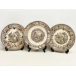 3 late 19th century John Marshall pottery plates. Bosphorus. Bo’ness. 1880’s. 25cm