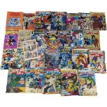 A collection of vintage Marvel Universe Comic books, including Secret Wars, Power Pack, etc.