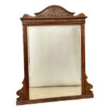 A large late Victorian walnut overmantle mirror. Circa 1890. 122x144.5cm