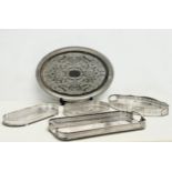 A collection of good quality pierced silver plated trays. Largest 47x33cm