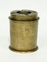 A vintage brass tobacco jar and ashtray. 10cm