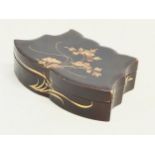 A mid 19th century Japanese hand painted and lacquered butterfly trinket box. 15.5x9.5x4cm