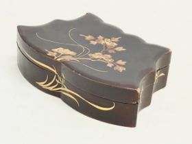 A mid 19th century Japanese hand painted and lacquered butterfly trinket box. 15.5x9.5x4cm