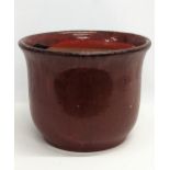 A large glazed terracotta pot. 39.5x31cm