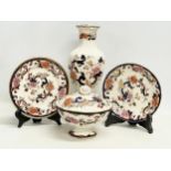 4 pieces of Mason’s ‘Mandalay’ pattern pottery. Vase measures 19cm. Bowl with lid 15x14cm