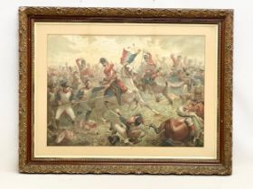 A large late 19th century print of ‘The Battle of Waterloo’ in original gilt frame. 93x72cm