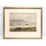 A watercolour painting by Joseph W. Carey. 50.5x41cm with frame, 35x24.5cm without frame