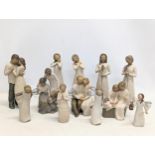 A collection of Willow Tree figures. Tallest measures 23cm