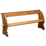 A large Victorian pitch pine bench. 190x48x90cm