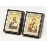 A pair of 19th century icon pictures in shadow box frames. 20x7x26.5cm