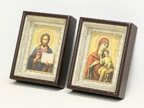 A pair of 19th century icon pictures in shadow box frames. 20x7x26.5cm