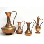 4 large vintage Indian copper and brass jugs. 42.5cm