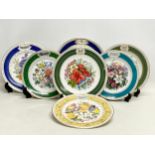 A collection of various porcelain cabinet plates. 2 Royal Botanic Gardens Kew plates by Spode. 2