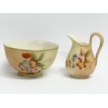 An early 20th century Royal Worcester ‘Blush Ivory’ miniature porcelain jug and bowl. Circa 1907.