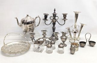A quantity of silver plate including 2 candleabras, epergne, etc.