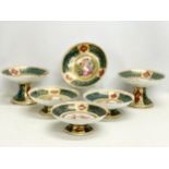 A set of 6 Angelica Kauffman ‘Royal Vienna’ hand painted porcelain comports with Beehive/Shield