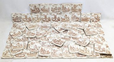 A large quantity of 19th century Dutch tiles, (82 pieces). 12x12cm