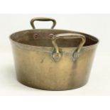 A mid 19th century brass 2 handled preserving pan. 30x28x18cm