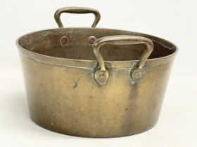 A mid 19th century brass 2 handled preserving pan. 30x28x18cm