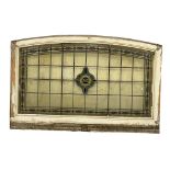 A large 19th century ornate stained glass panel in wooden frame. 140x91cm