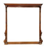 A very large late Victorian walnut overmantle mirror. 1880. 139x14x146cm