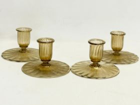 A set of 4 early 20th century Venetian Murano Glass candleholders by Antonio Salviati. 12x7cm