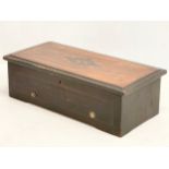 A Victorian inlaid rosewood music box. 42x20x12.5cm