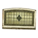 A large 19th century ornate stained glass panel in wooden frame. 140x91cm
