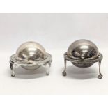 2 ornate vintage silver plated butter dishes. 13x13cm