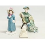 3 Royal Doulton figurines. A Royal Doulton ‘Mr Micawber’ bust 4.5x6.5cm. A Royal Doulton ‘Carrie’