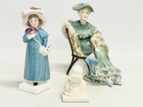 3 Royal Doulton figurines. A Royal Doulton ‘Mr Micawber’ bust 4.5x6.5cm. A Royal Doulton ‘Carrie’