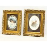 2 ornate gilt framed prints. 26x33.5cm