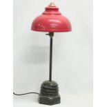 A large table lamp with metal industrial style shade. 73cm
