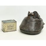 A Victorian leather lawn shoe and a vintage tin, The Queen’s Dolls’ House issued by Cauldon