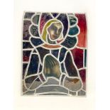 A 19th century stained glass panel depicting Madonna figure. 46x60cm