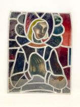A 19th century stained glass panel depicting Madonna figure. 46x60cm
