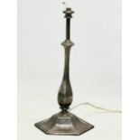An early 20th century silver plated brass table lamp. 15x31cm