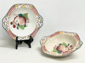 A pair of Charlotte Rhead pottery dishes. Designed for Burleigh Ware. 18x15.5cm