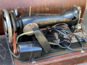 A vintage Singer sewing machine.