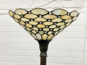 A tall Tiffany style standard lamp uplighter. 174.5cm