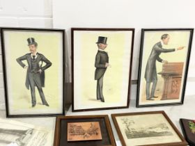 A collection of vintage prints etc. 3 Vanity Fair prints