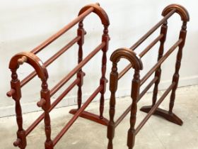 2 Victorian style mahogany towel rails. 73x78cm