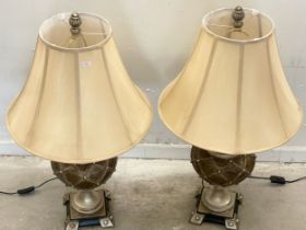 A pair of large table lamps. 85cm