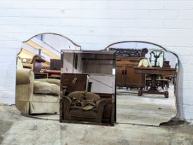 2 vintage dressing table mirrors with other frameless mirror.