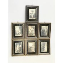 A set of 7 late 19th century prints in original frames. 17.5x22cm