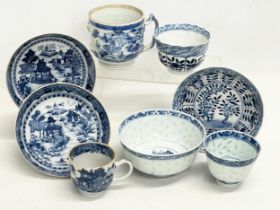 A collection of 18th and early 19th century Chinese and English porcelain tea bowls, cups and