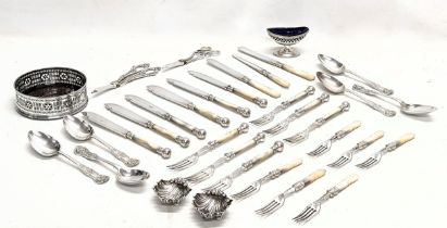 A collection of good quality silver plate, including a set of ornate silver plated knives and